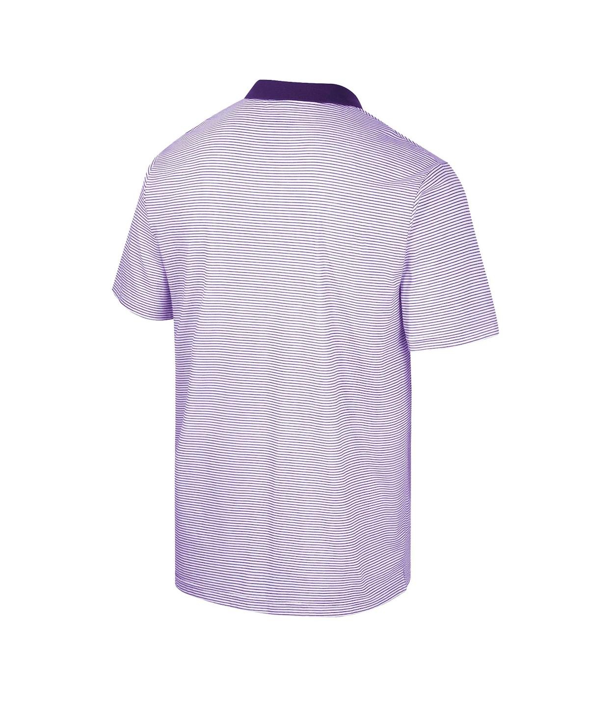 Colosseum Men's  White, Purple Ecu Pirates Print Stripe Polo Shirt In White,purple