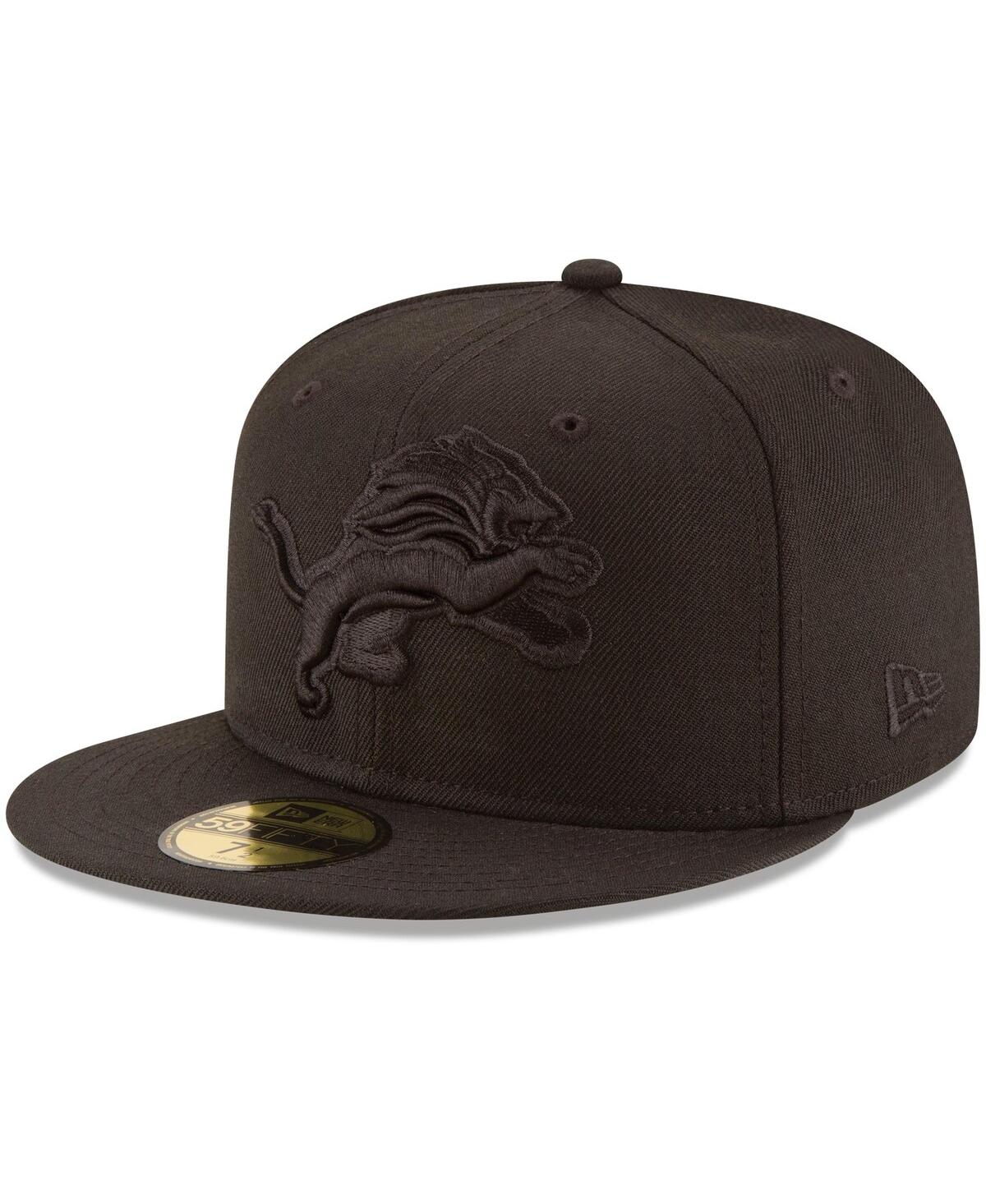 Shop New Era Men's  Detroit Lions Black On Black 59fifty Fitted Hat