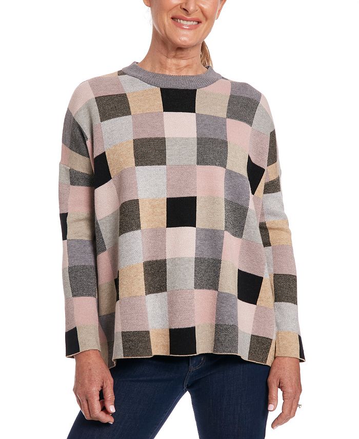 Joseph A Women s Mini Block Crewneck Pullover Sweater Macy s