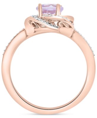 2-Pc. Set Pink Amethyst (1-1/2 ct. t.w.) & Diamond Accent Spiral Pendant Necklace & Matching Ring in 14k Rose Gold-Plated Sterling Silver (Also in Blue Topaz & Citrine)