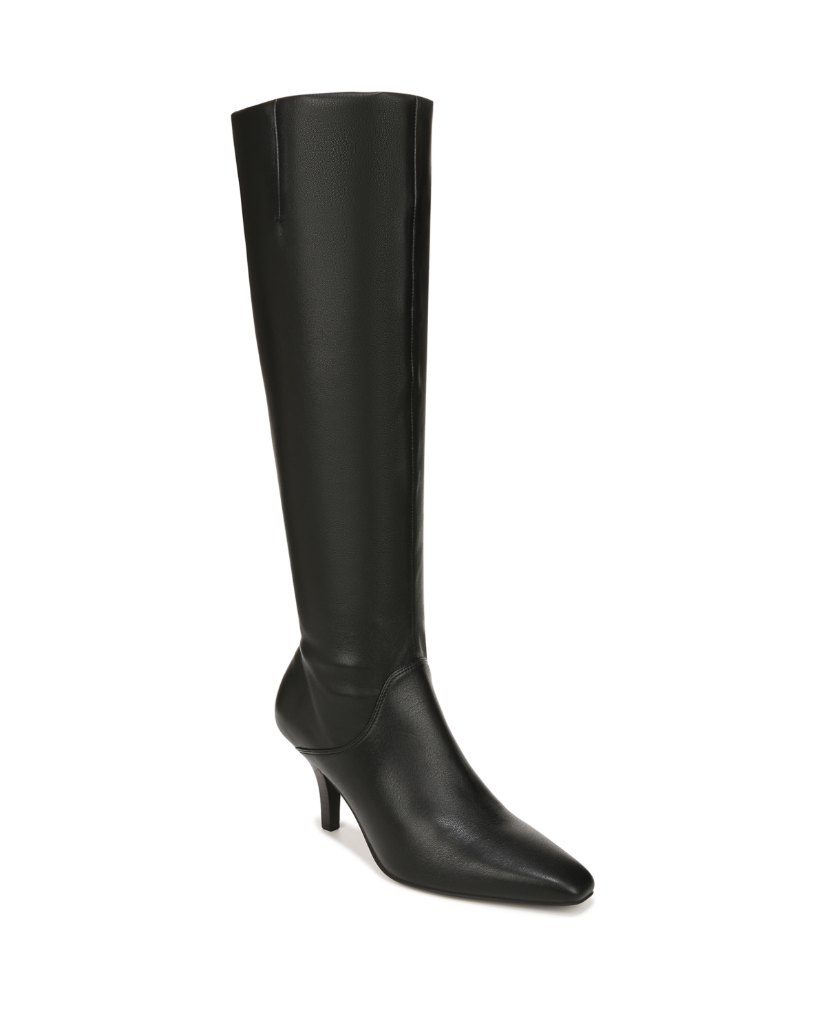 Lyla Wide Calf Knee High Boots - Black Faux Leather