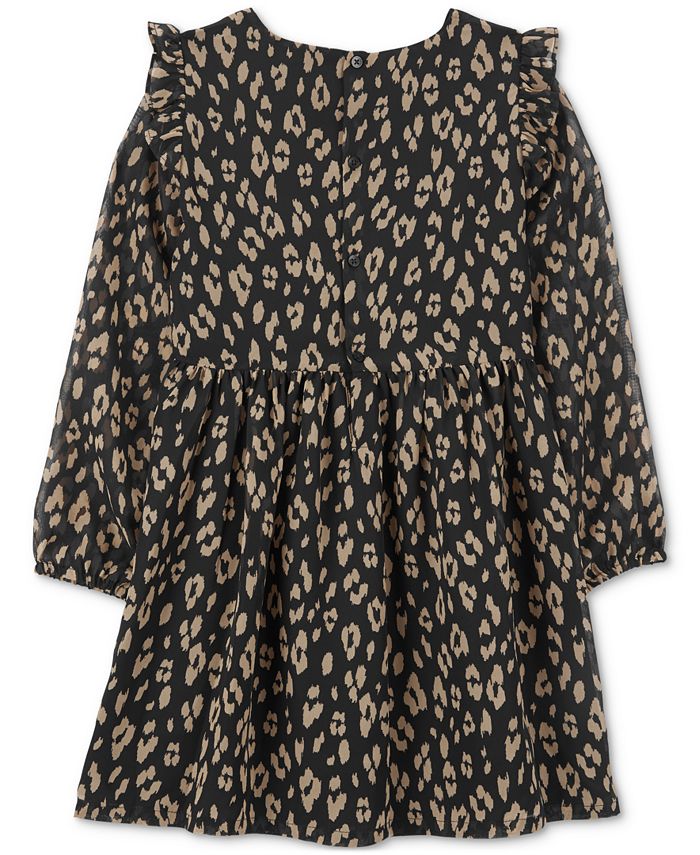 Carter's Big Girls Leopard-Print Long-Sleeve Taffeta Dress - Macy's
