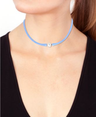 EFFY® Cultured Freshwater Pearl (11mm) Black Silicone 14 Choker Necklace (Also available in Light Blue, Turquoise or Pink)