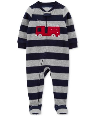 Carter's - Baby Boys Firetruck Stripe Fleece Footed Pajamas