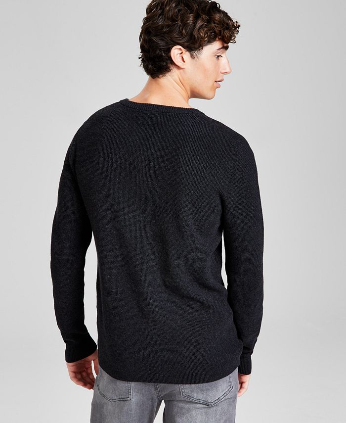 And Now This Men's Regular-Fit Waffle-Knit Long-Sleeve Y-Neck T-Shirt ...