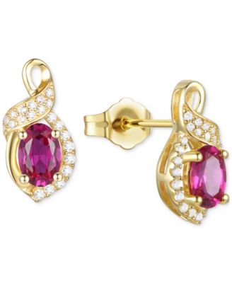 Amethyst (3/4 ct. t.w.) & Lab-Grown White Sapphire (1/6 ct. t.w.) Oval Swirl Stud Earrings in Sterling Silver (Also in Additional Gemstones)