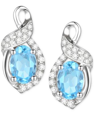 Amethyst (3/4 ct. t.w.) & Lab-Grown White Sapphire (1/6 ct. t.w.) Oval Swirl Stud Earrings in Sterling Silver (Also in Additional Gemstones)