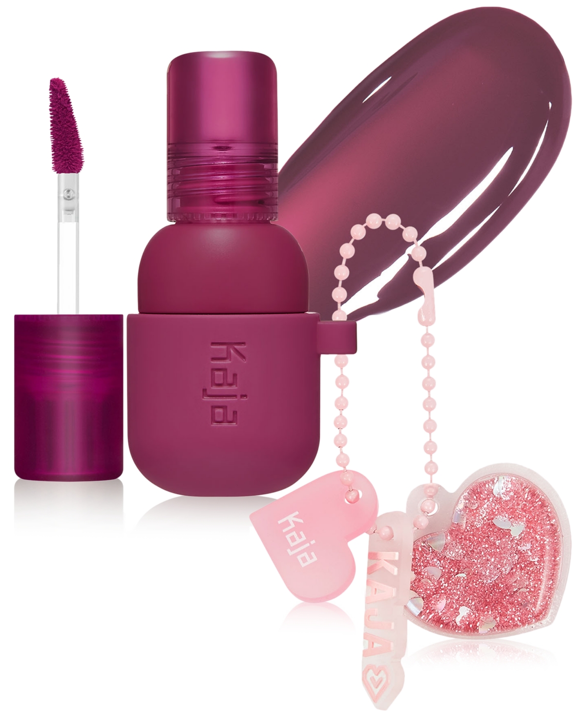 Kaja Jelly Charm Glazed Lip Stain & Blush With Keychain, 0.17 Oz. In Berry Colada