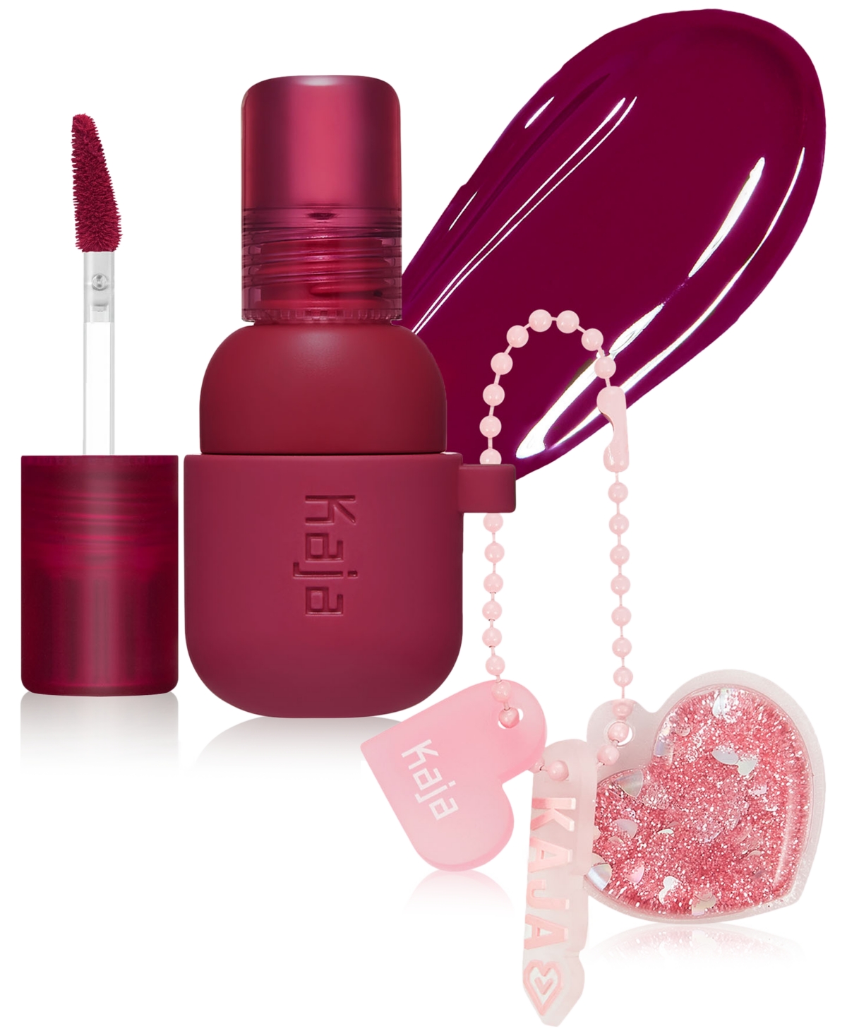 Kaja Jelly Charm Glazed Lip Stain & Blush With Keychain, 0.17 Oz. In Cherry Spritz