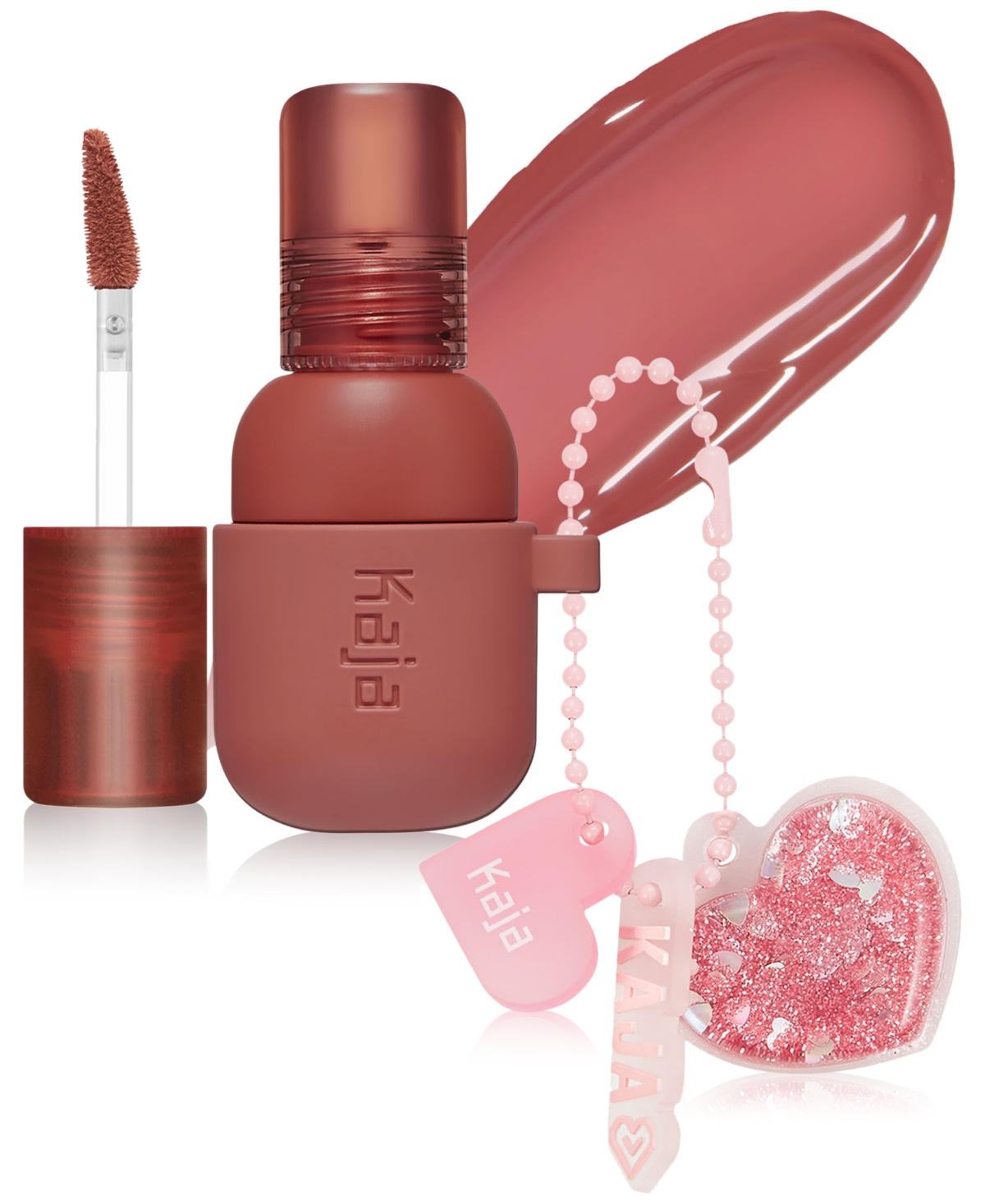 Kaja Jelly Charm Glazed Lip Stain & Blush With Keychain, 0.17 Oz. In Peach Fizz