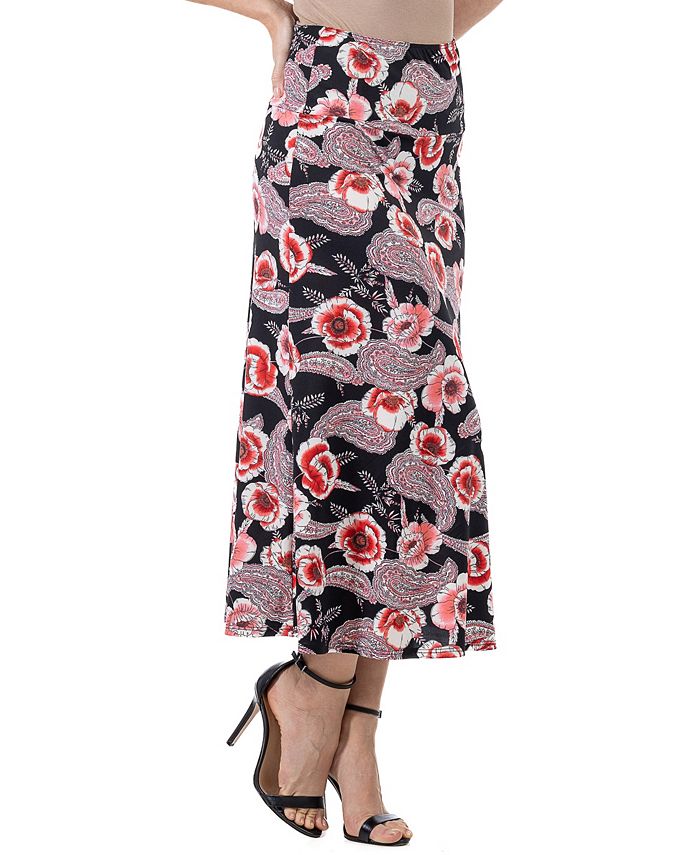 24seven Comfort Apparel Womens Floral Maxi Skirt Macys 