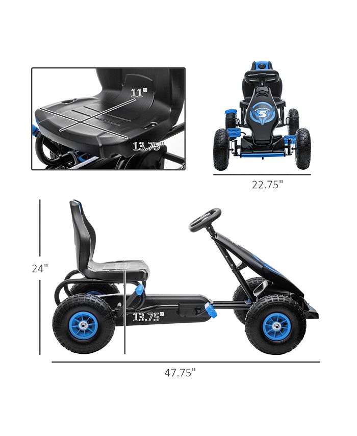 Aosom Kids Pedal Go Kart Rideon Toy with Ergonomic Comfort, Pedal Car with Tough, Wear