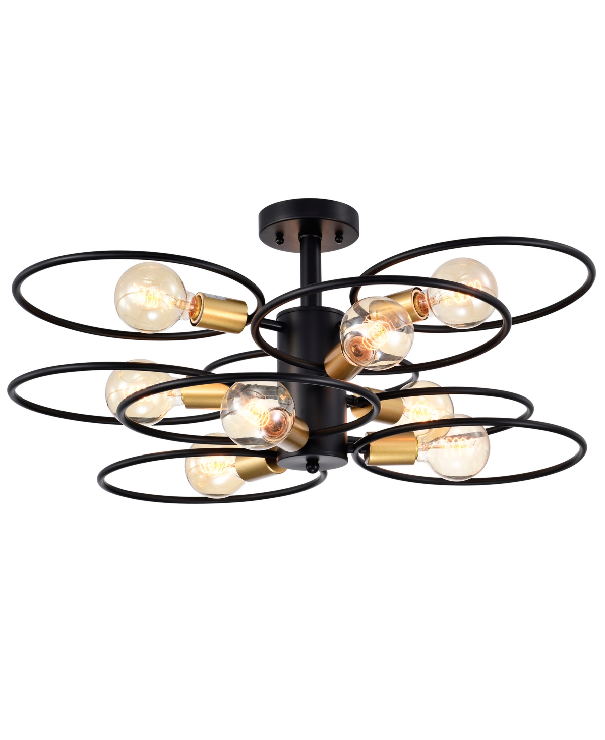 Home Accessories Camilla 28" 9-light Indoor Semi-flush Mount Ceiling Light With Light Kit And Remote In Matte Black