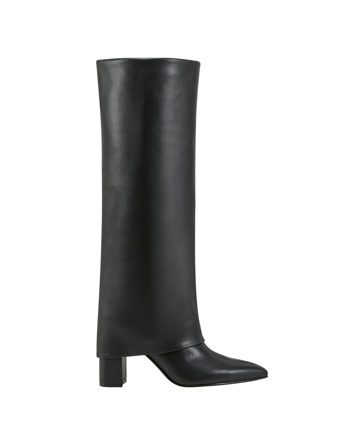 Marc Fisher Women's Fadila Fold Over Cuff Knee High Dress Boots - Black- Faux Leather