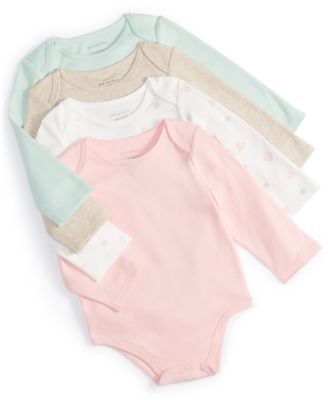 First Impressions - Baby Girls Uptown Heart Cotton Bodysuits, Pack of 4