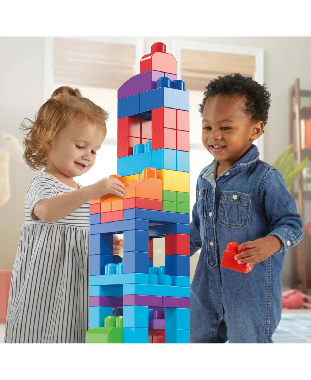 Mega Bloks 80-piece Big Building Bag Blocks For Toddlers 1-3, Blue In Assorted
