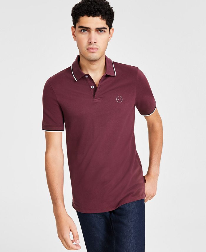A|X Armani Exchange Men's Slim Fit Tipped-Collar Short Sleeve Polo ...