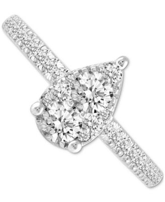 Diamond Pear-Shaped Cluster Engagement Ring (3/4 ct. t.w.) in 14k White Gold