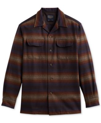 Pendleton - Men's Original Standard-Fit Ombr&eacute; Stripe Button-Down Wool Board Shirt