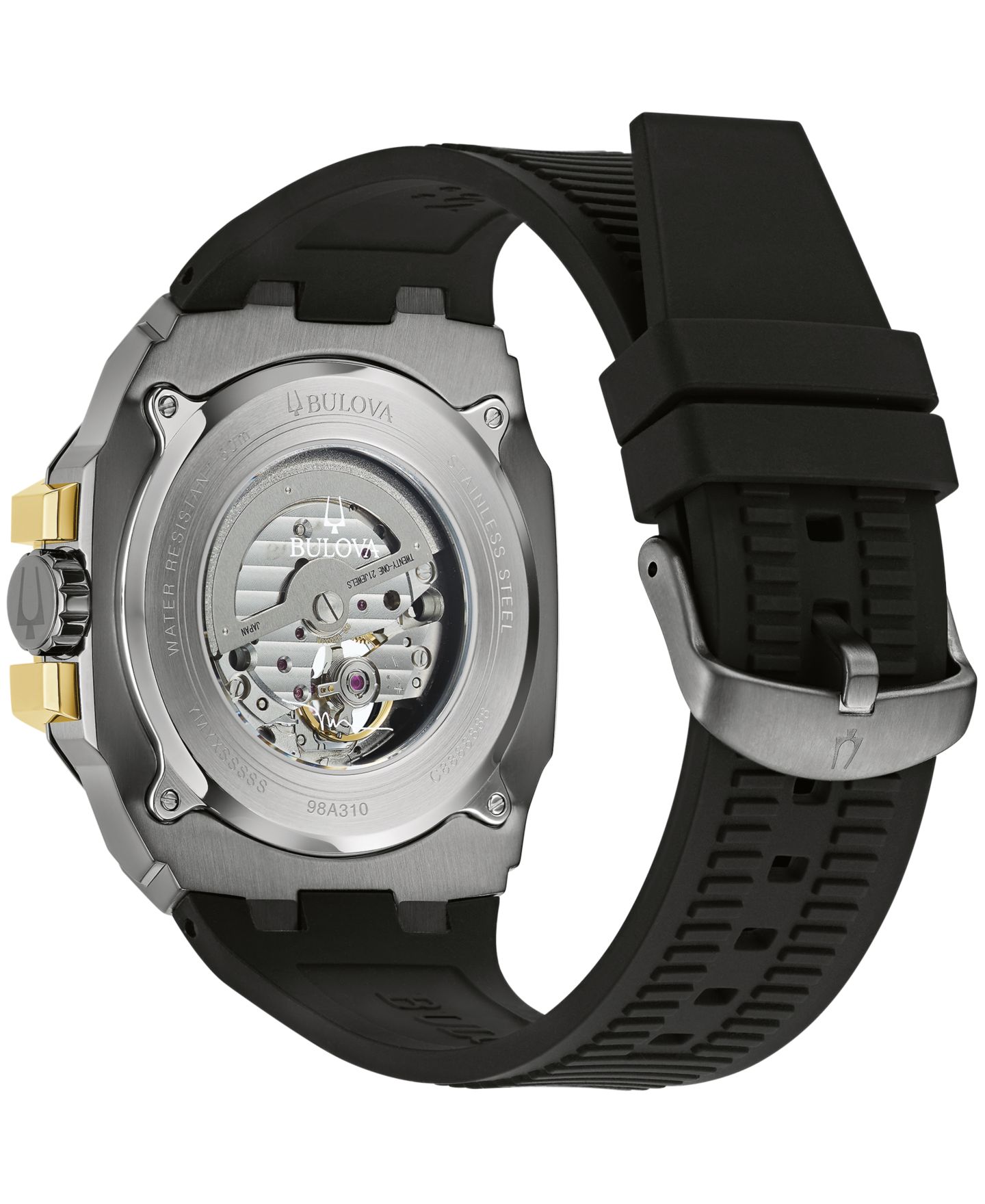 Мужские часы Bulova Marc Anthony Automatic Chronograph Maquina Black Silicone Strap Watch 46mm — фото 3