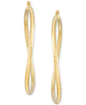 Wavy Round Hoop Earrings in 14k Gold Over Sterling Silver, 2-3/8" (Also in Sterling Silver)