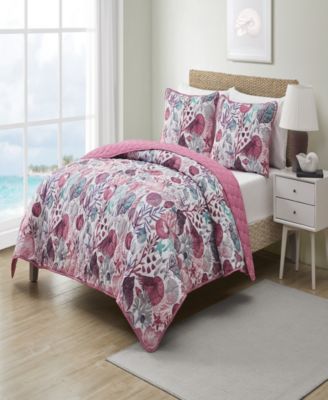 Vcny Home Ivory Coast Disperse Print Reversible Quilt Set Collection In Blue