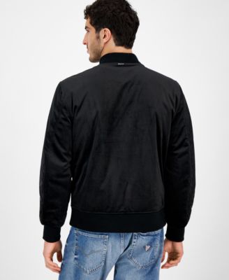 GUESS Men's Fulham Velvet Embroidered Zip-Front Bomber Jacket Macy's