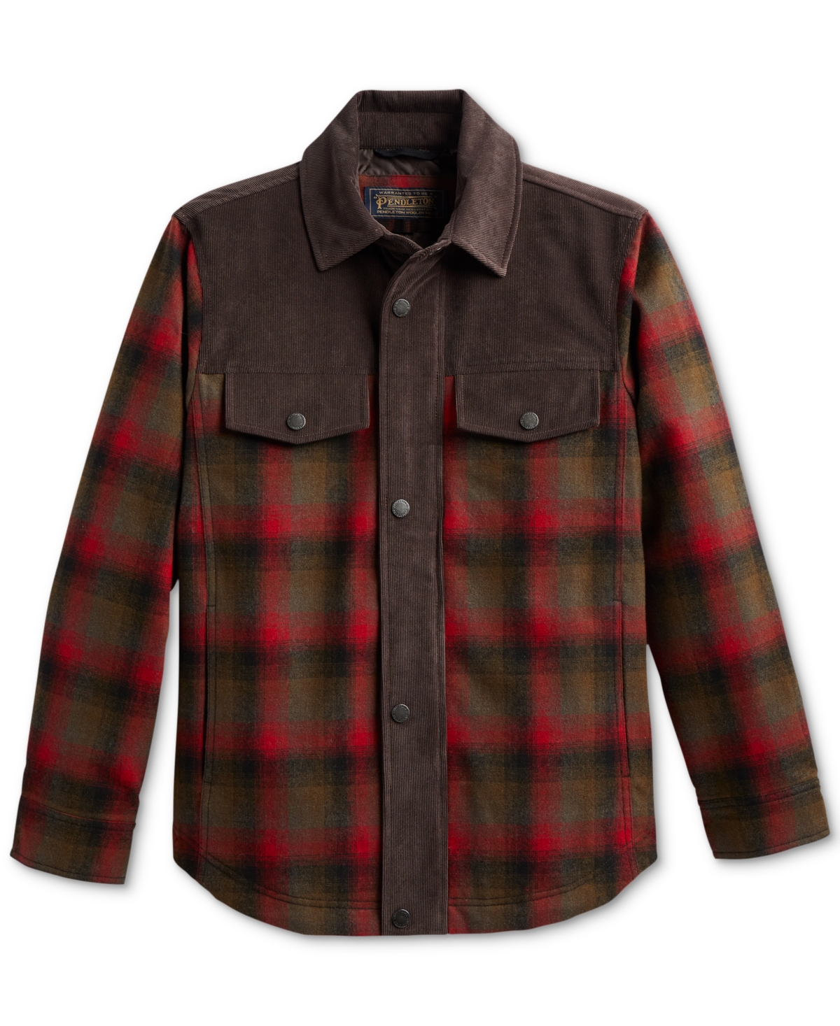Shop Pendleton Men's Timberline Mixed-media Plaid Water-resistant Shirt Jacket In Red,olive Plaid