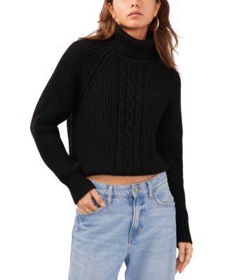 1.STATE - Women's Turtleneck Back-Cutout Raglan-Sleeve Sweater