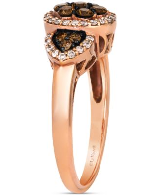 Chocolate Diamond & Nude Diamond Halo Cluster Ring (5/8 ct. t.w.) in 14k Rose Gold