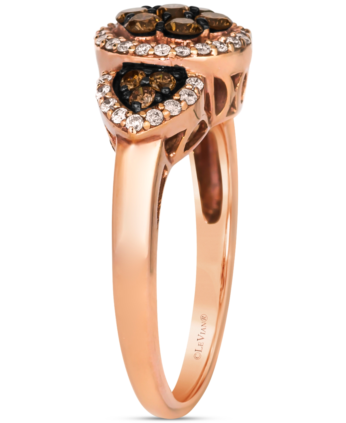 Le Vian Chocolate Diamond & Nude Diamond Halo Cluster Ring (5/8 Ct. T.w.) In 14k Rose Gold In Gold