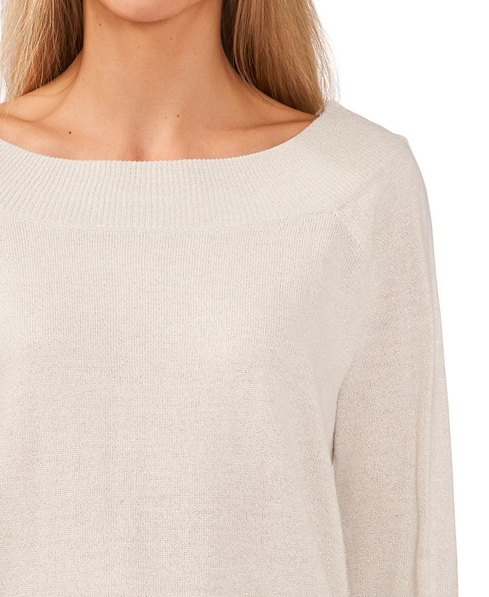 CeCe Women's Scoop-Neck Long-Sleeve Shimmer Sweater - Macy's