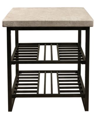 Capri 24" Stone and Metal Base Side Table