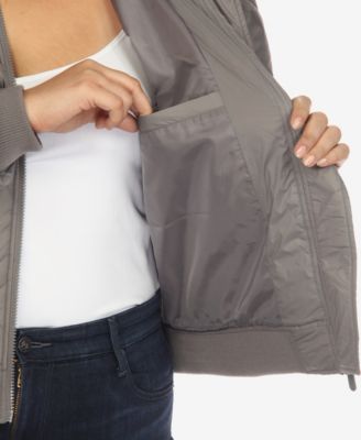 Plus Size Diamond Quilted Puffer Bomber Jacket