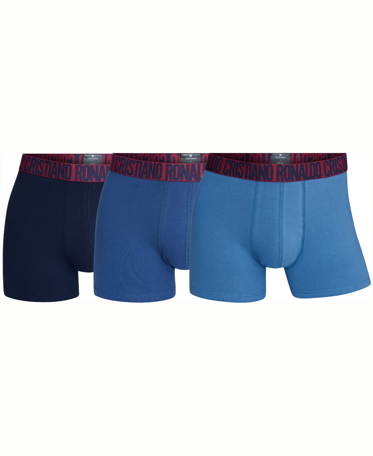 Men's Cotton Blend Trunks, Pack of 3 - Dark Blue, Light Blue, Dark Pink