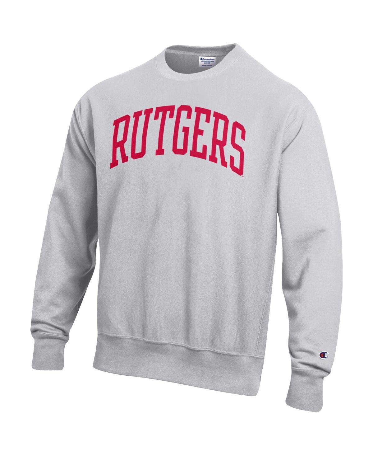 Shop Champion Men's  Heathered Gray Rutgers Scarlet Knights Arch Reverse Weave Pullover Sweatshirt In Heather Gray