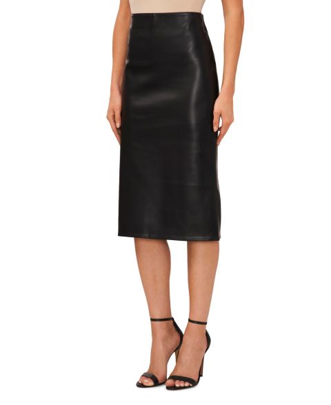 Женская юбка CeCe Faux-Leather Midi, цвет: Насыщенный чёрный