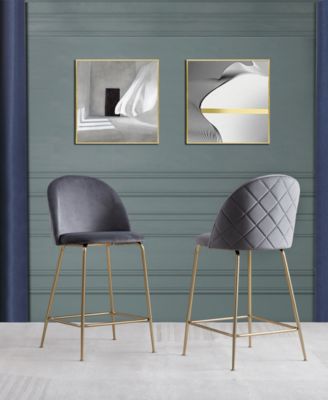 Miramar 39" Velvet Metal Bar Stools, Set of 2