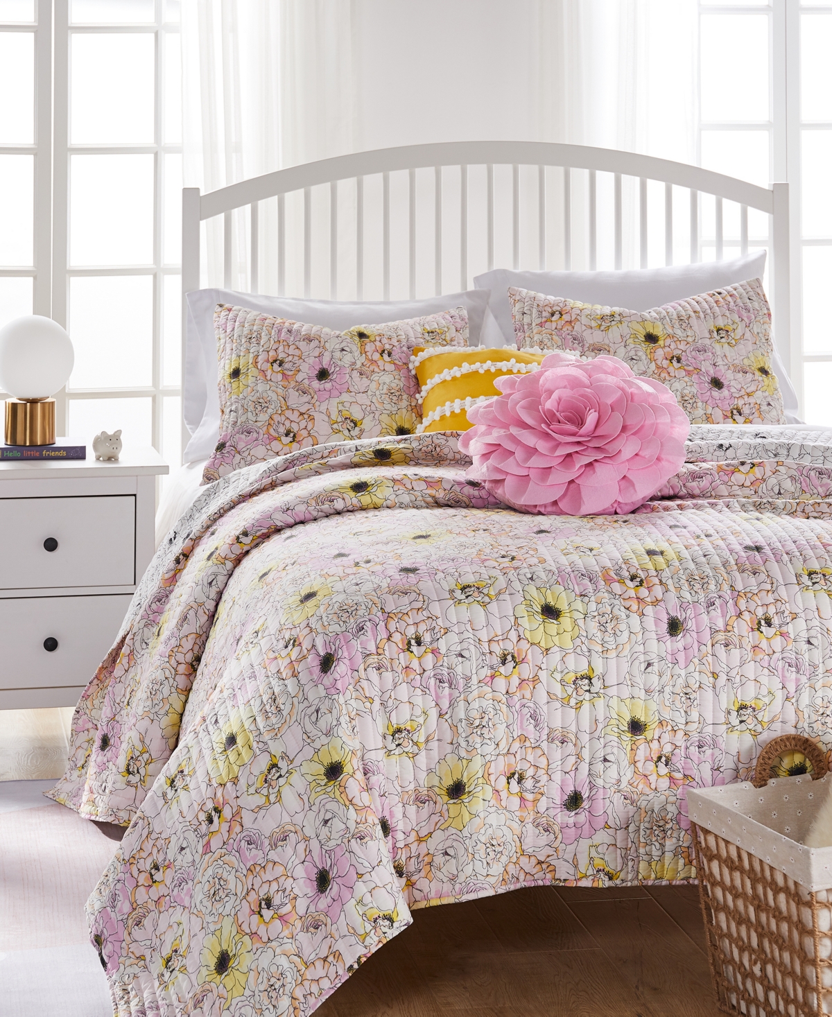 Shop Greenland Home Fashions Misty Bloom Floral Reversible 2 Piece Quilt Set, Twin In Pink