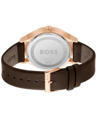Hugo Boss Men's Tyler Quartz Multifunction Brown Leather Watch 43mm