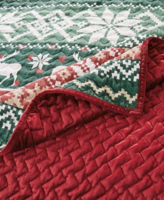 Fair Isle Velvet Reversible 2 Piece Quilt Set, Twin/Twin XL