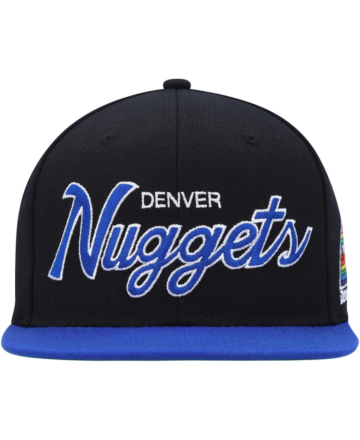 Mitchell & Ness Men's  Black Denver Nuggets Hardwood Classics Mvp Team Script 2.0 Snapback Hat In Black