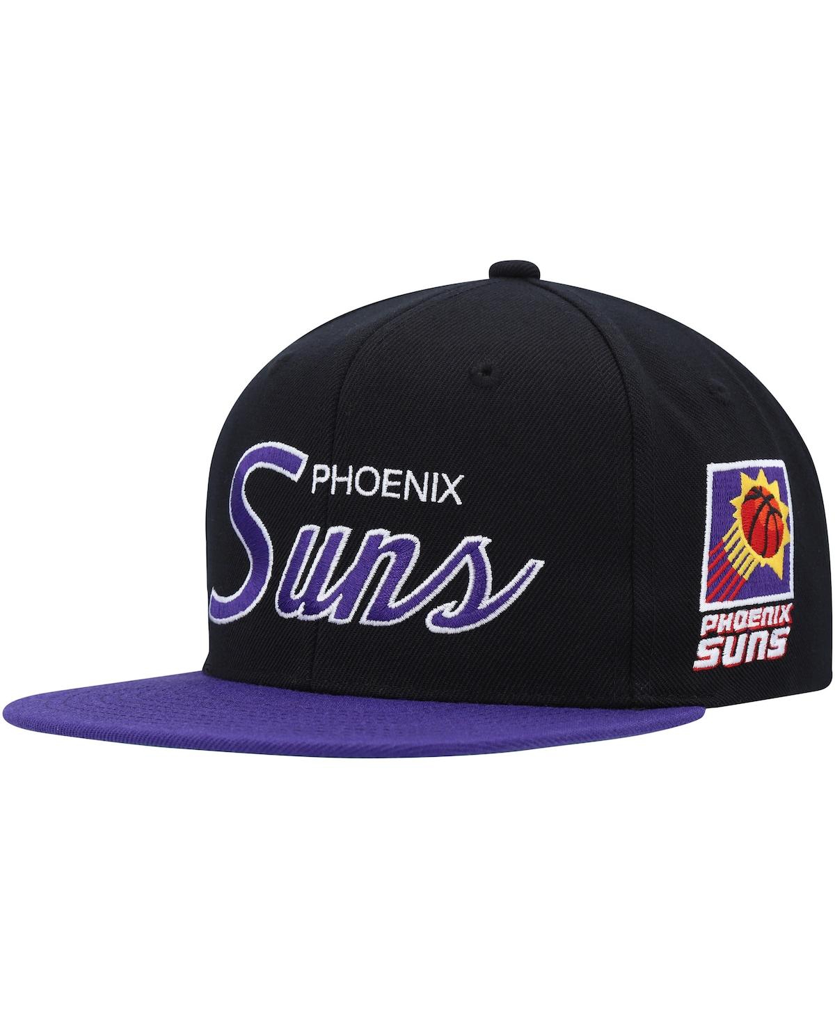 Mitchell & Ness Men's  Black Phoenix Suns Hardwood Classics Mvp Team Script 2.0 Snapback Hat