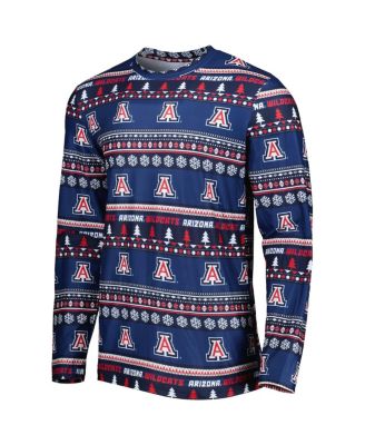 Men's Navy Arizona Wildcats Swivel Long Sleeve T-shirt and Pants Sleep Set