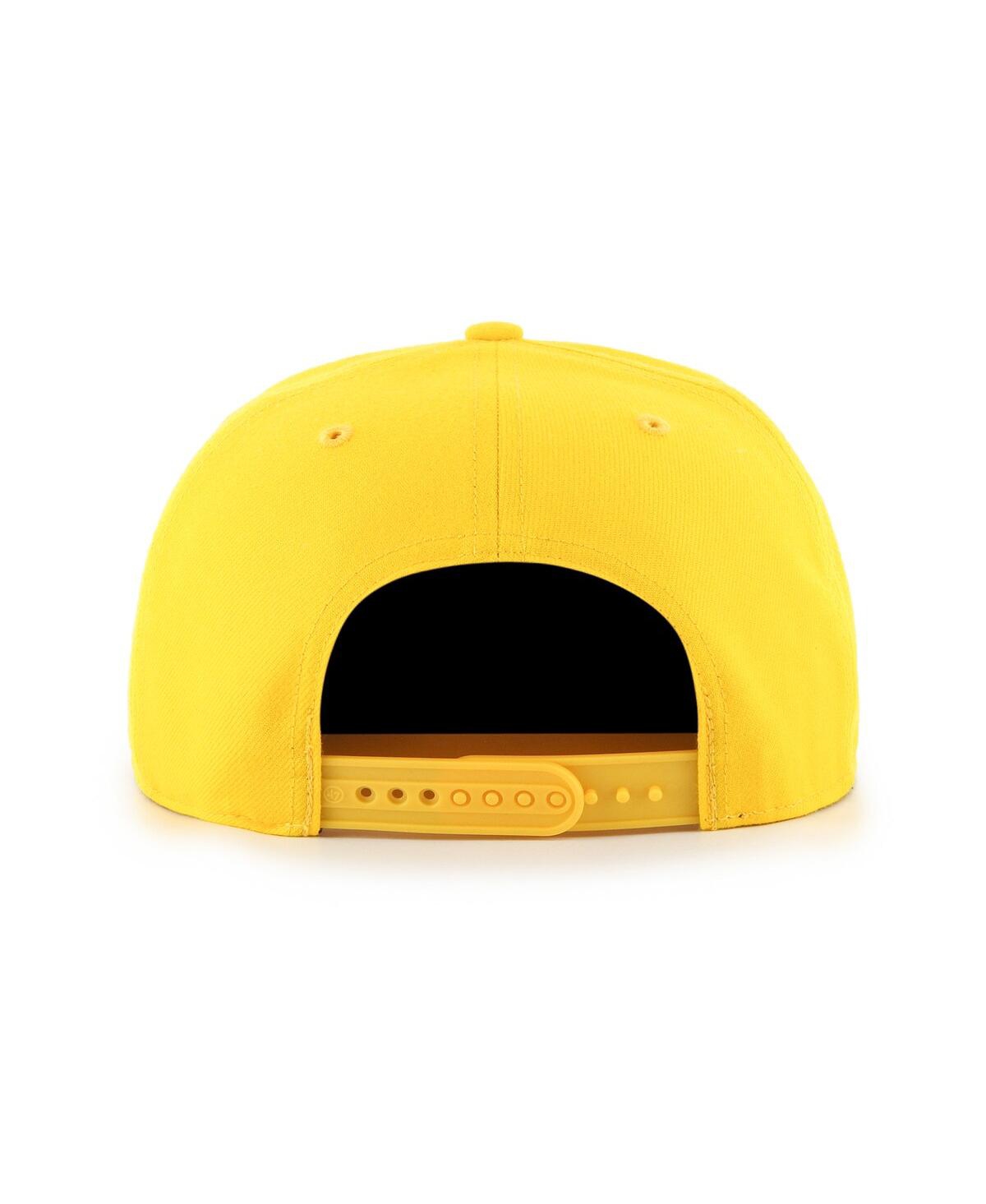 Shop 47 Brand Men's ' Yellow Los Angeles Lakers High Post Captain Snapback Hat