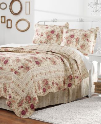 Greenland Home Fashions Antique Rose 100% Cotton Reversible 3 Piece Quilt Set, King