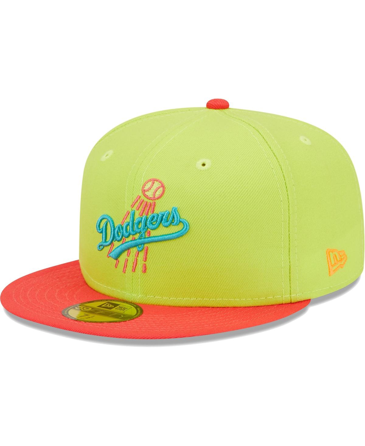 NEW ERA MEN'S NEW ERA GREEN, RED LOS ANGELES DODGERS CYBER HIGHLIGHTER 59FIFTY FITTED HAT 