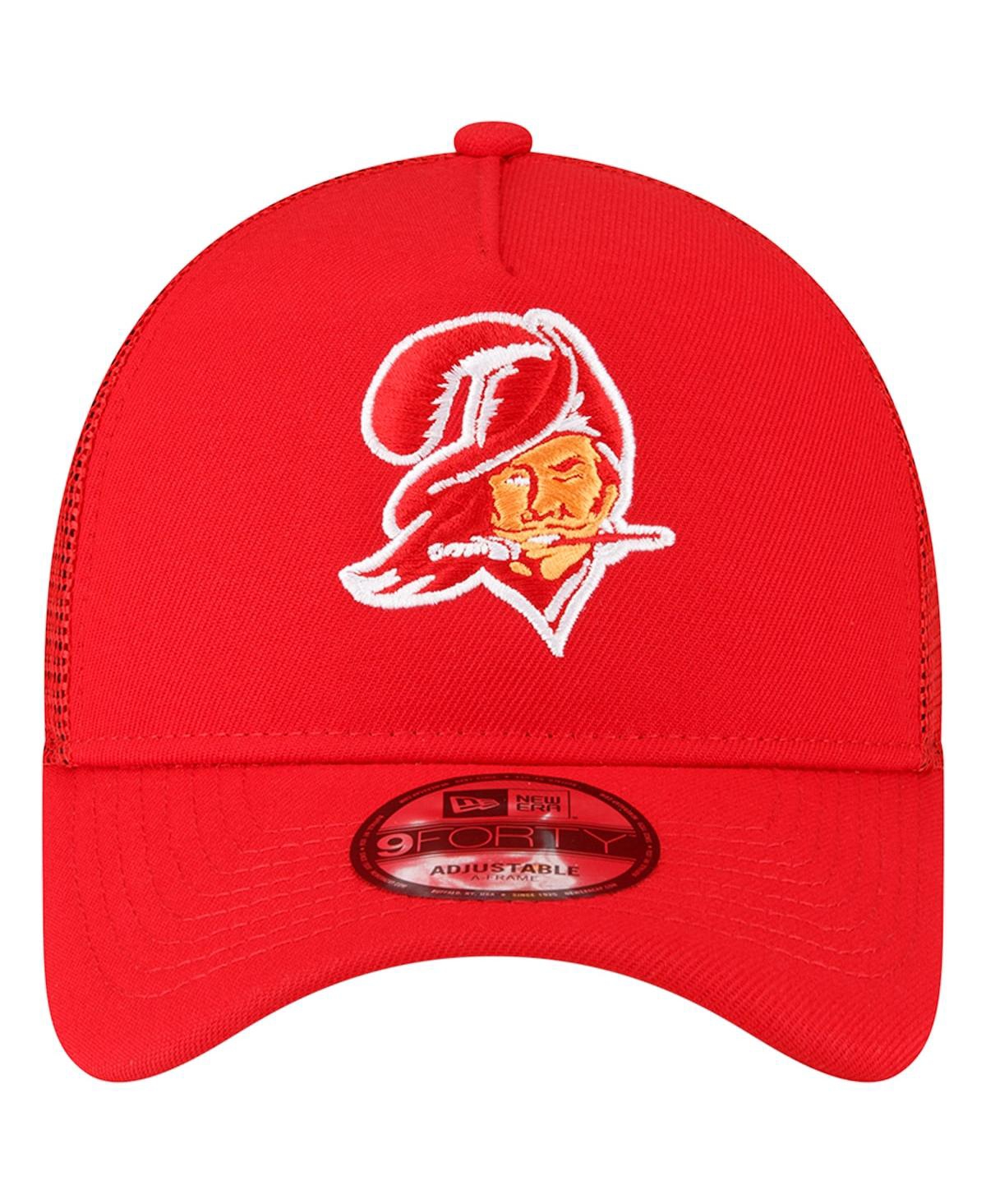 Shop New Era Men's  Red Tampa Bay Buccaneers Throwback Logo A-frame Trucker 9forty Adjustable Hat
