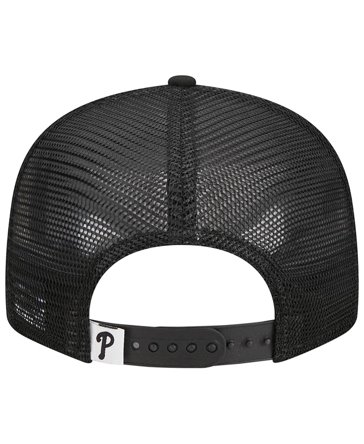 New Era Men's Black Philadelphia Phillies Tone Foam Meshback Golfer Snapback Hat In Black