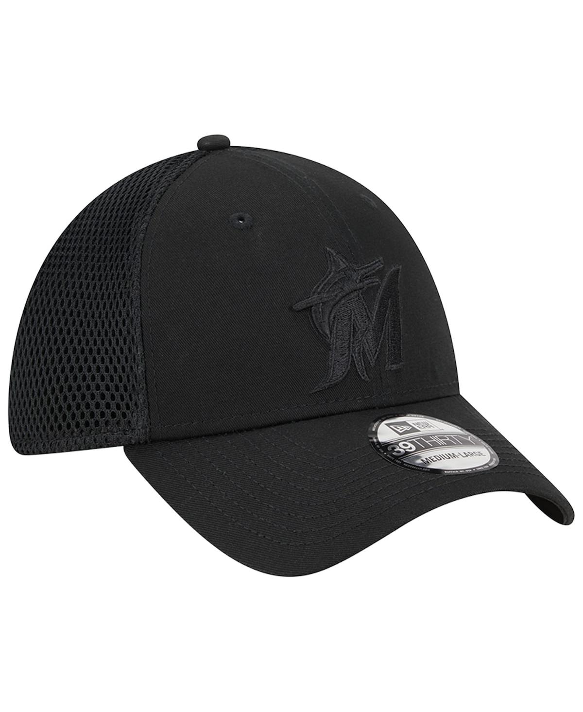 Men's New Era Miami Marlinson-Black Neo 39THIRTY Flex Hat - Black